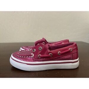 Girls Toddler  Sperry  Boat Shoes Size 8M Hot Pink Style Bahama Sequin Design